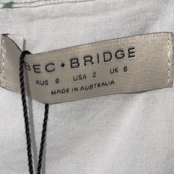 NWT BEC + BRIDGE White Floral Puff Sleeve Peachy Mini Dress Size 2 - Picture 9 of 11